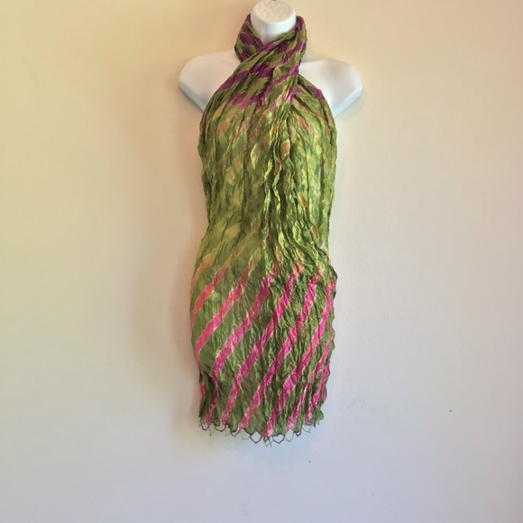 New Green Striped Beach Scarf Wrap Pareo Curtain - Picture 7 of 11